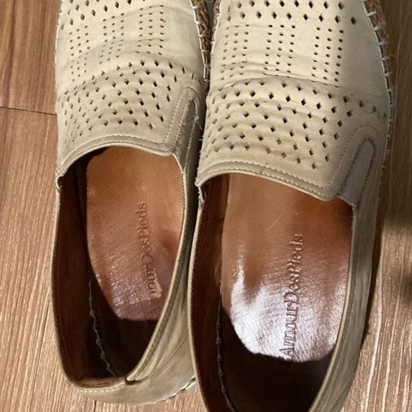 L'AMOUR DES PIEDS Stazzema Platform Slip-On Leather Shoes dsize 10m   Beige Nubu - Picture 2 of 5